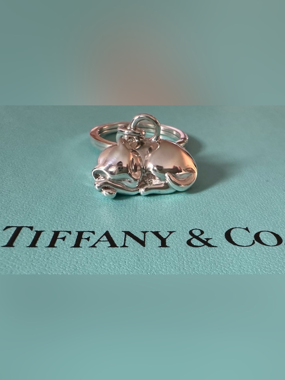 Tiffany & Co. Rare Sleeping Cat Key Ring 925